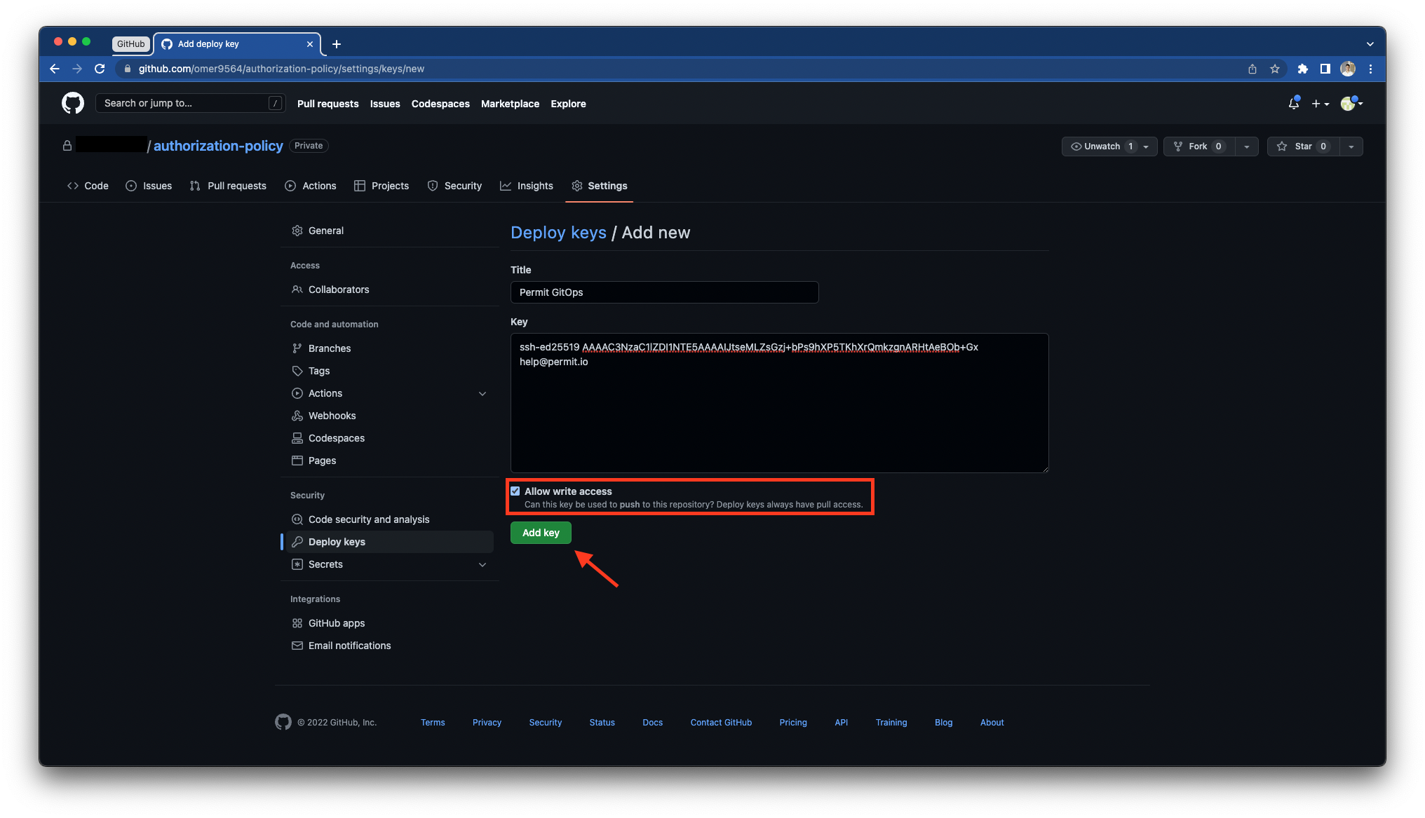 Add Deploy Key Step 2